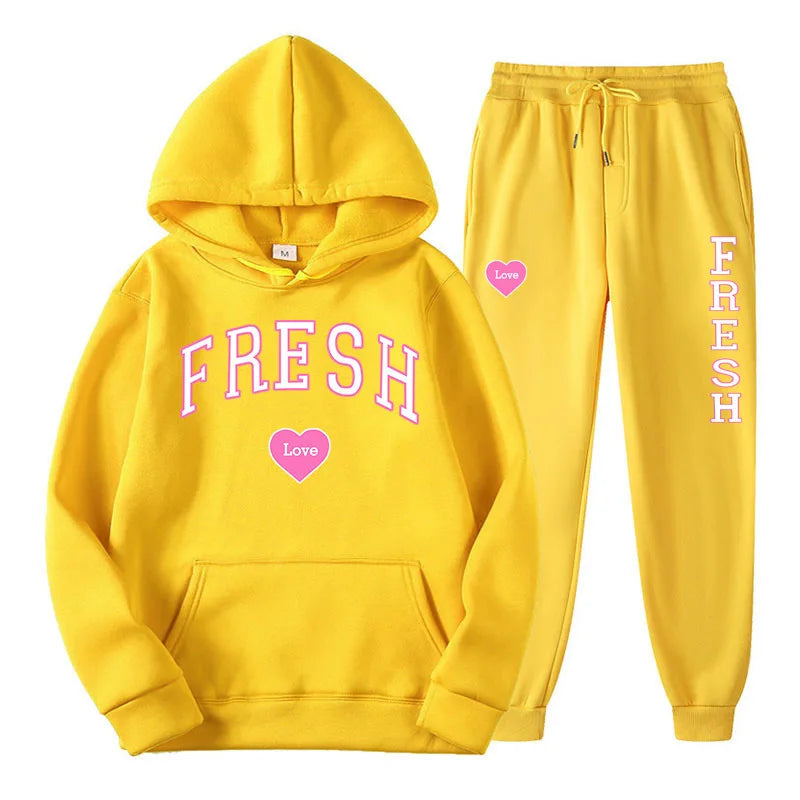 2024 Autumn and winter new LOVE print Love hoodie set casual fashion Y2K couple hoodie jumper two-piece set