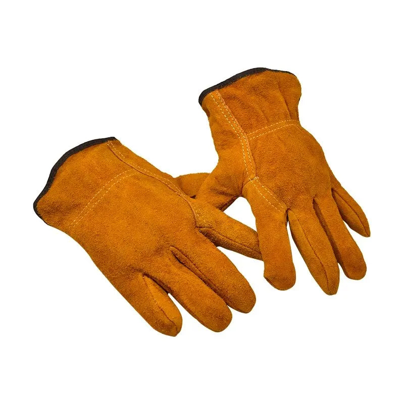 3/5/10 Pairs Labor Protection Work Gloves Soft Cowhide Welding Safety Protection Wear-Resistant Insulated Welding Gloves