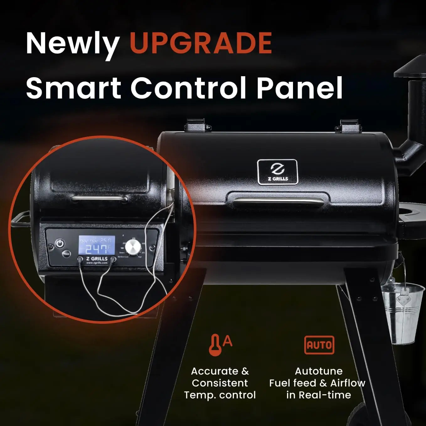 Wood Pellet Grill & Smoker with PID V2.1 Controller, 450 Sq in Cook Area, 8 in 1 BBQ Grill Outdoor Auto Temperature Control