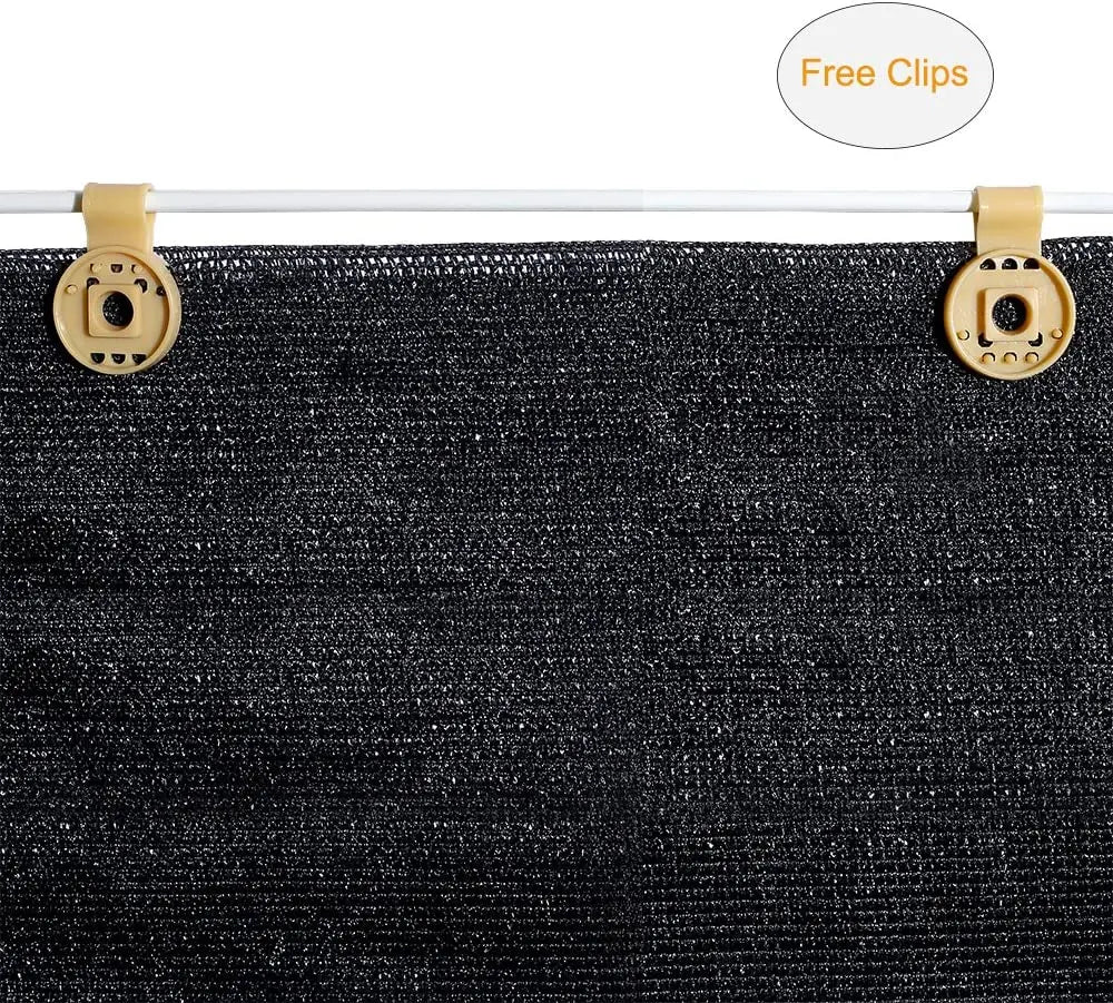 6.5 ft. x 20 ft. 50% Sunblock Shade Cloth Cover with Clips for Plants in Black