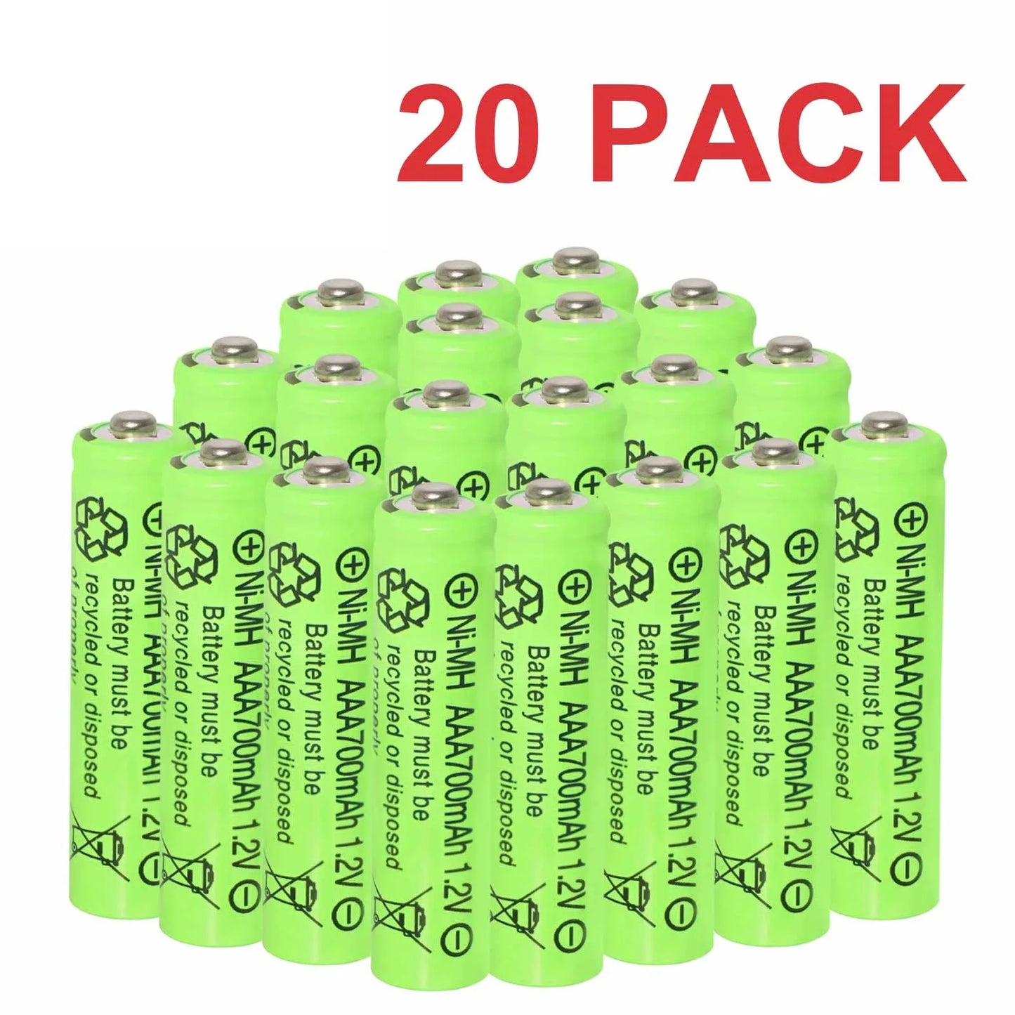 AAA Rechargeable Batteries Set 700mAh 1.2V Ni-MH Triple A Batteries High Capacity for Garden Landscaping Outdoor Solar Lights