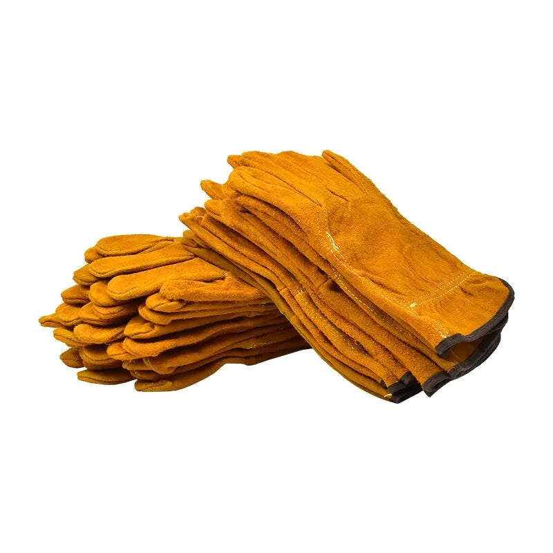 3/5/10 Pairs Labor Protection Work Gloves Soft Cowhide Welding Safety Protection Wear-Resistant Insulated Welding Gloves