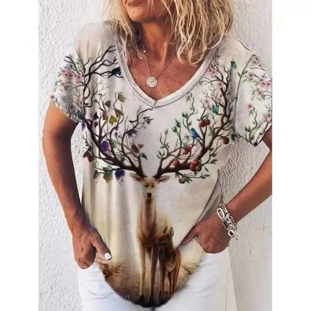 JiangxiChoice Cat Graphic Tee Women Harajuku Fashion