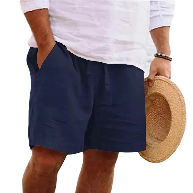 New Mens Cotton Solid Color Beach Short Summer Lightweight Pants Outdoor Large Breathable Short Homme