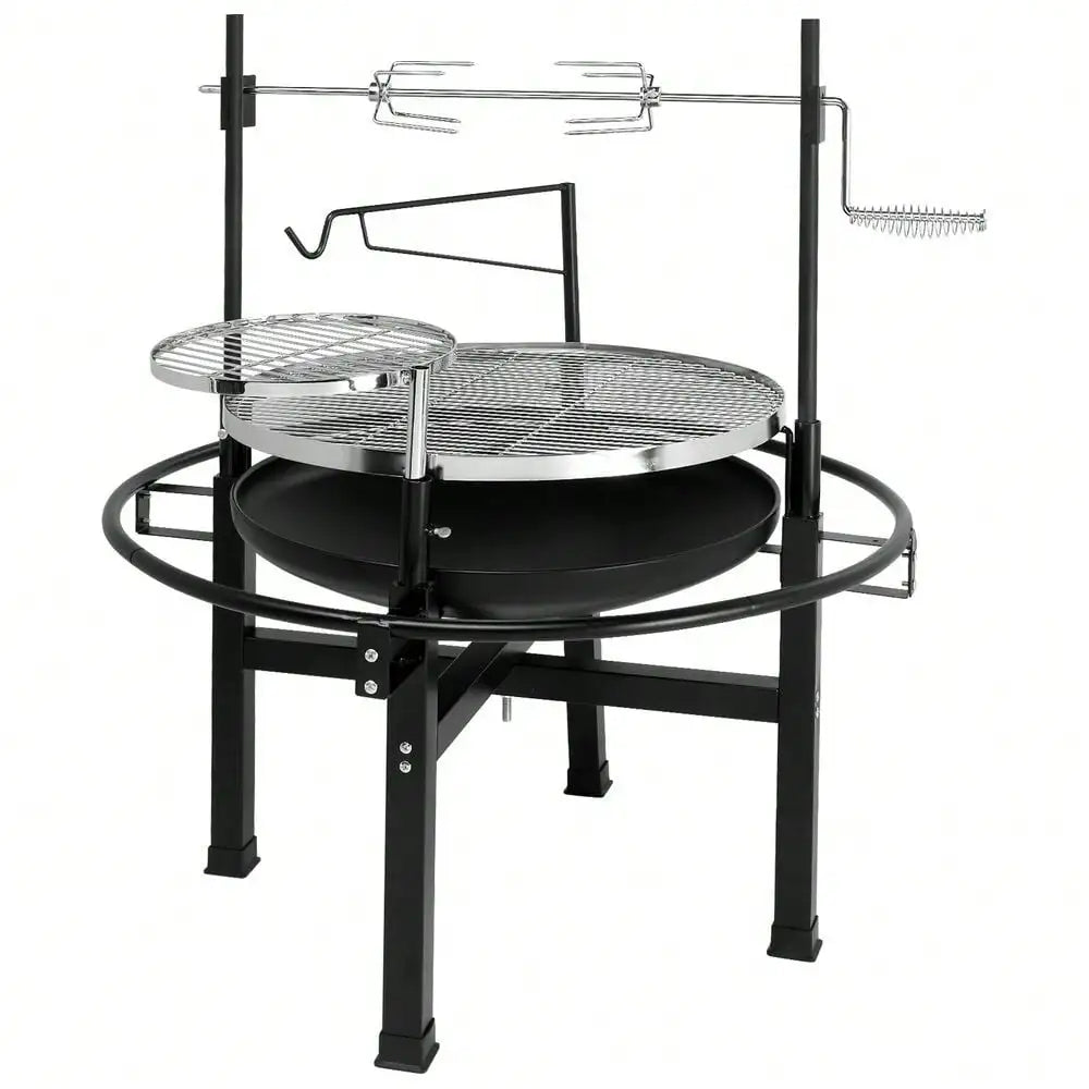 Grill Heavy Duty Cast Iron Charcoal Tabletop Outdoor Grill