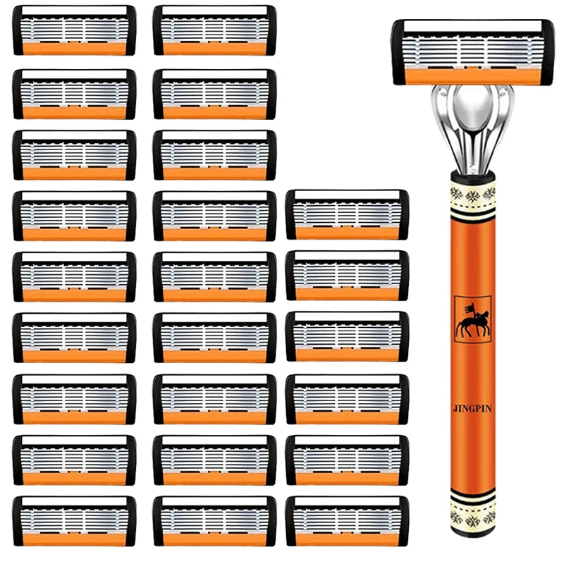 Choice 6-Layers Safety Razor Set Stainless Steel Shaving Kit With Changeable Head Blade