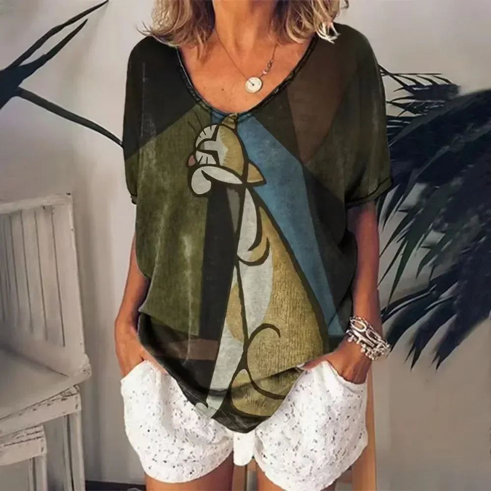 JiangxiChoice Cat Graphic Tee Women Harajuku Fashion