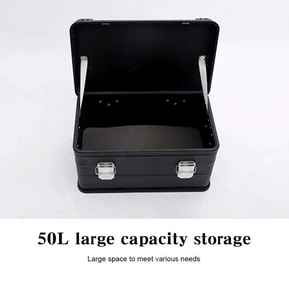 50L Camping Storage Box Hard Protective Carrying Case Aluminum Alloy Car Trunk Organizing Box Camping For Outdoor Travel Tools