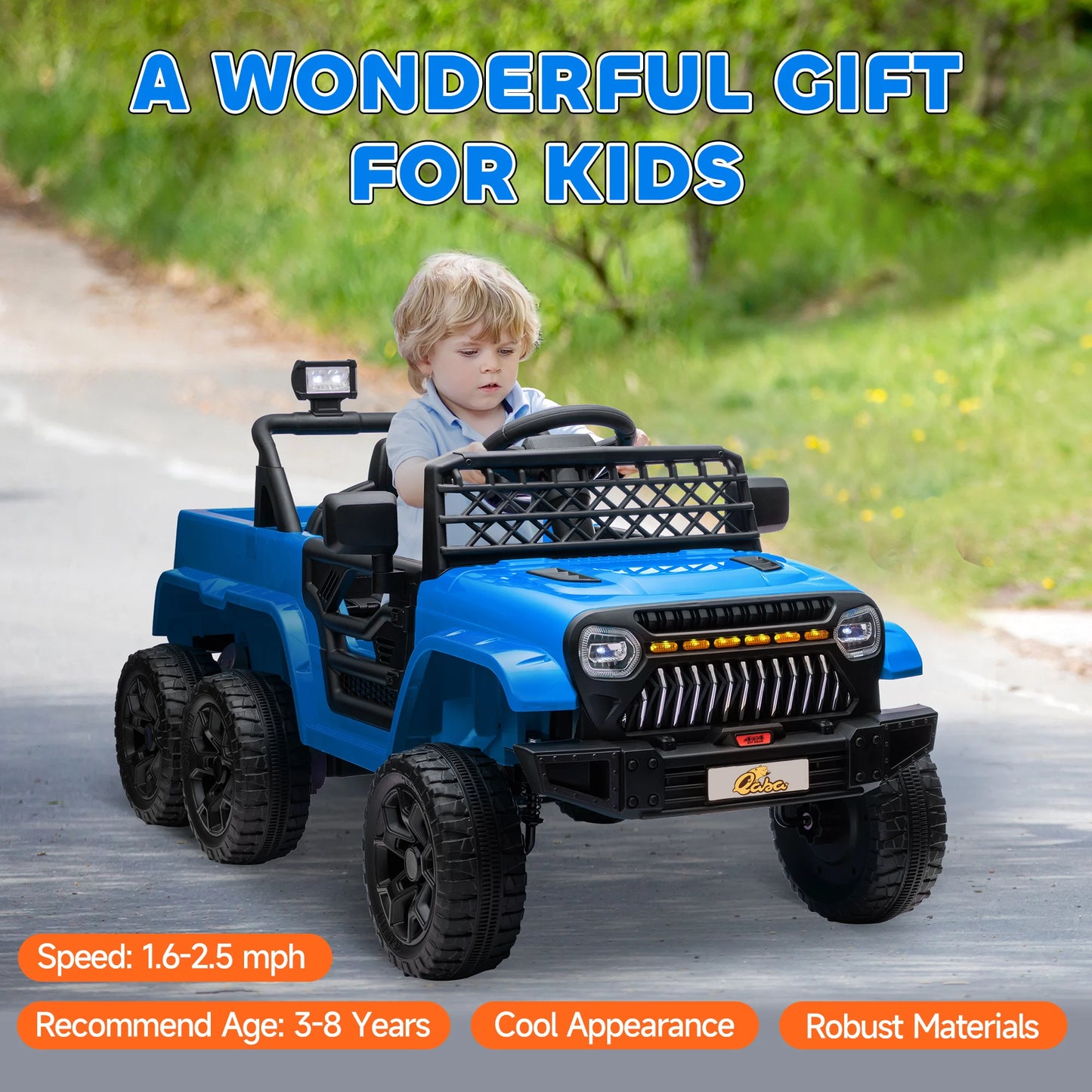 12V Kids Electric Car W/ 2Wd/4Wd Switchable, Remote Control Light Blue