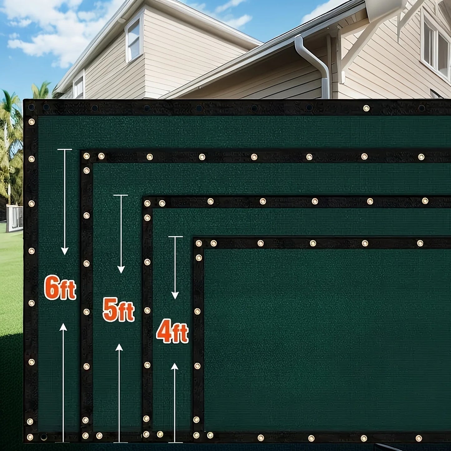 4ft/5ft/6ft/7ft Fence Privacy Screen, Heavy Duty Privacy Fence Screen, Outdoor Shade Cloth Mesh Barrier, Cable Zip Ties Included