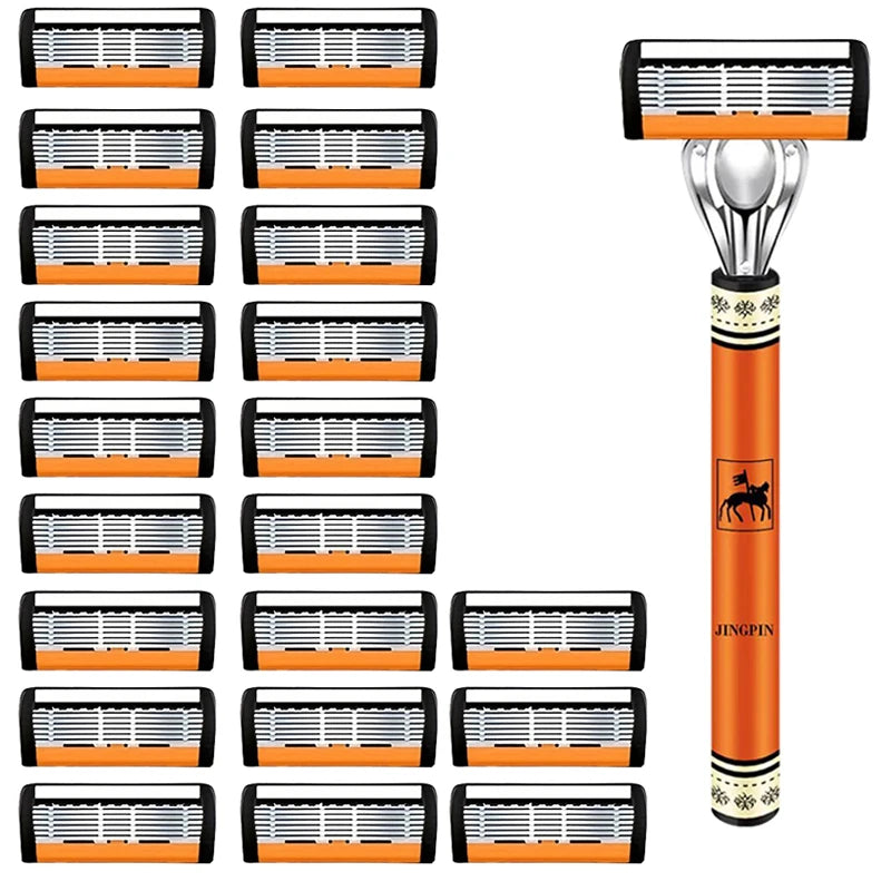 Choice 6-Layers Safety Razor Set Stainless Steel Shaving Kit With Changeable Head Blade