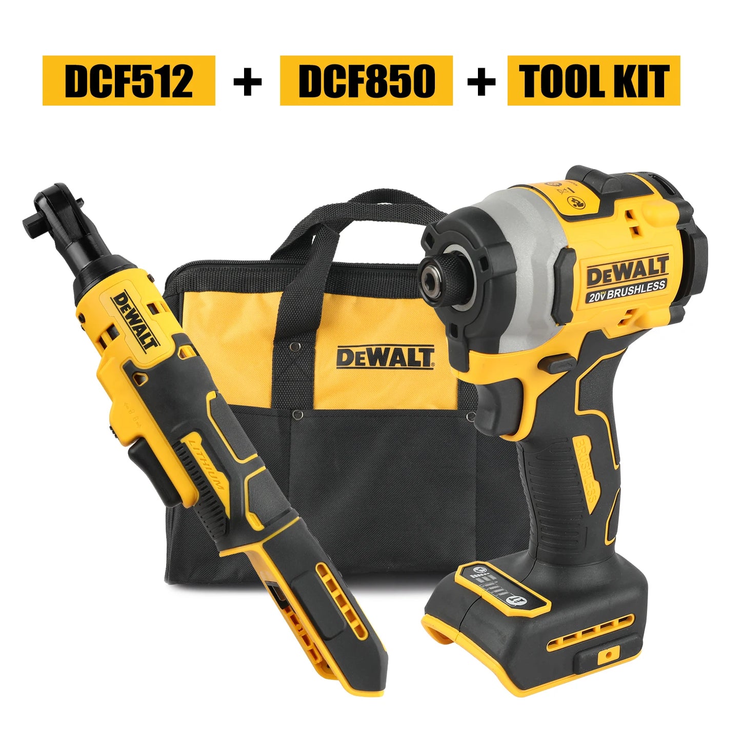 DEWALT DCF850orDCF512orDWbag Cordless ScrewdriverBrushlessMotorRechargable Drill Driver Electric Impact Wrench Large Torque