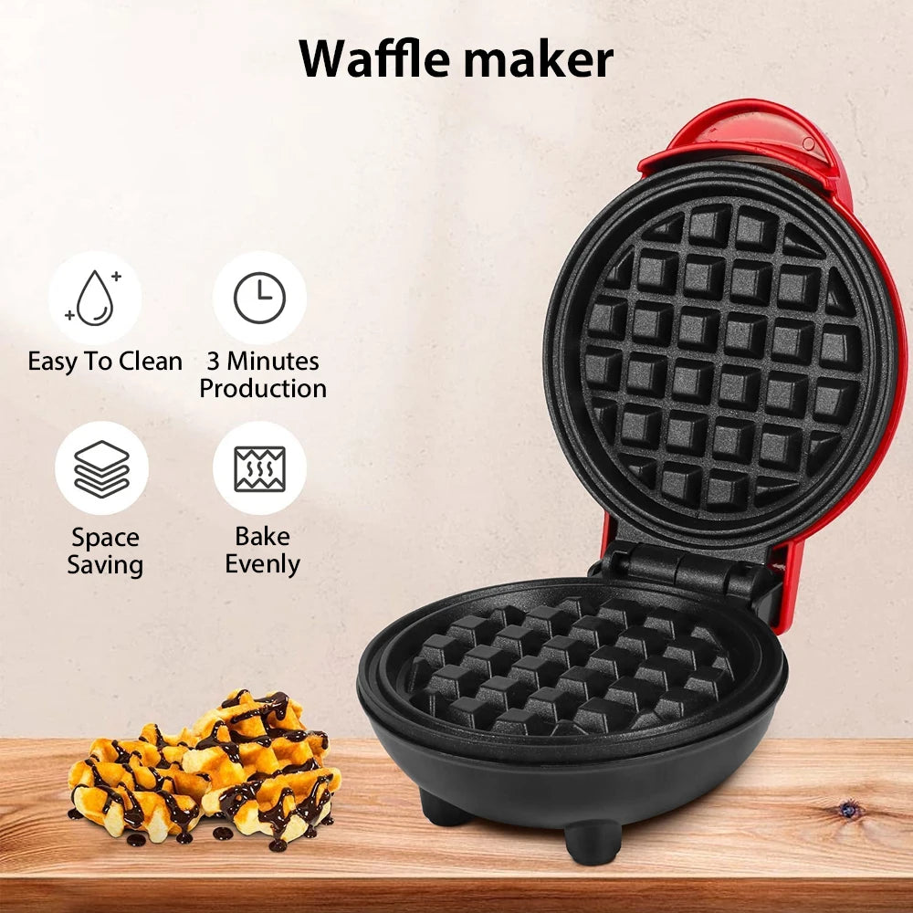 DUTRIEUX 350W Mini Waffle Maker Nonstick Breakfast Pan