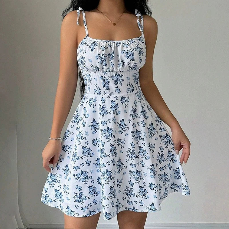 Women's Summer Floral Spaghetti Strap Beach Short Dress,Womens Dresses,Woman Clothing,Woman Clothes,Sundress,New in Dress 2025