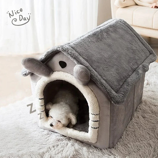 Guangdong Cartoon House Pet Bed Folding Kennel For Dogs