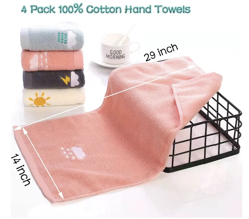 Hign-concerned Bathroom Hand Towels Set Of 4 Cotton