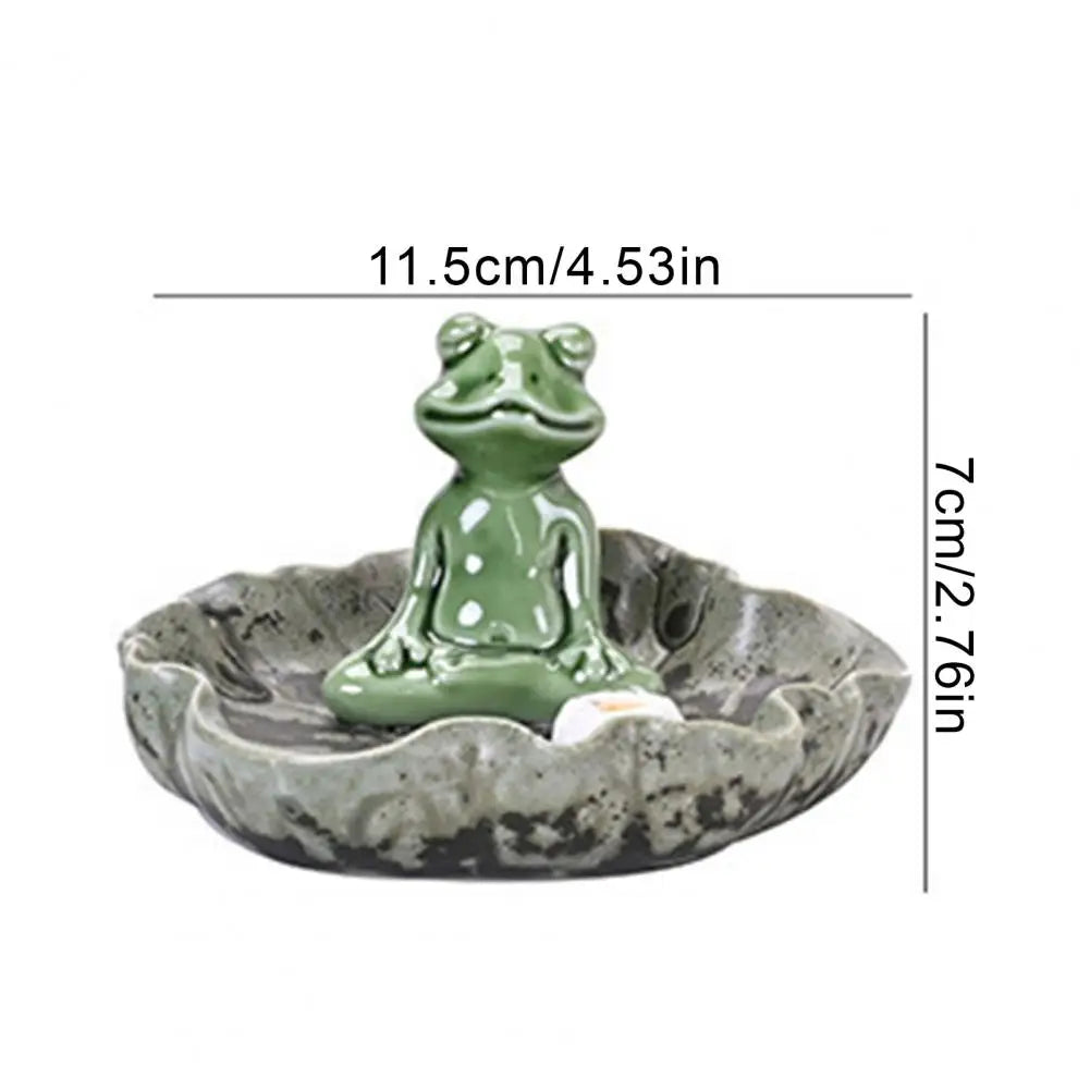 Meditation Frog Incense Stick Holder Ceramic Lotus Burner