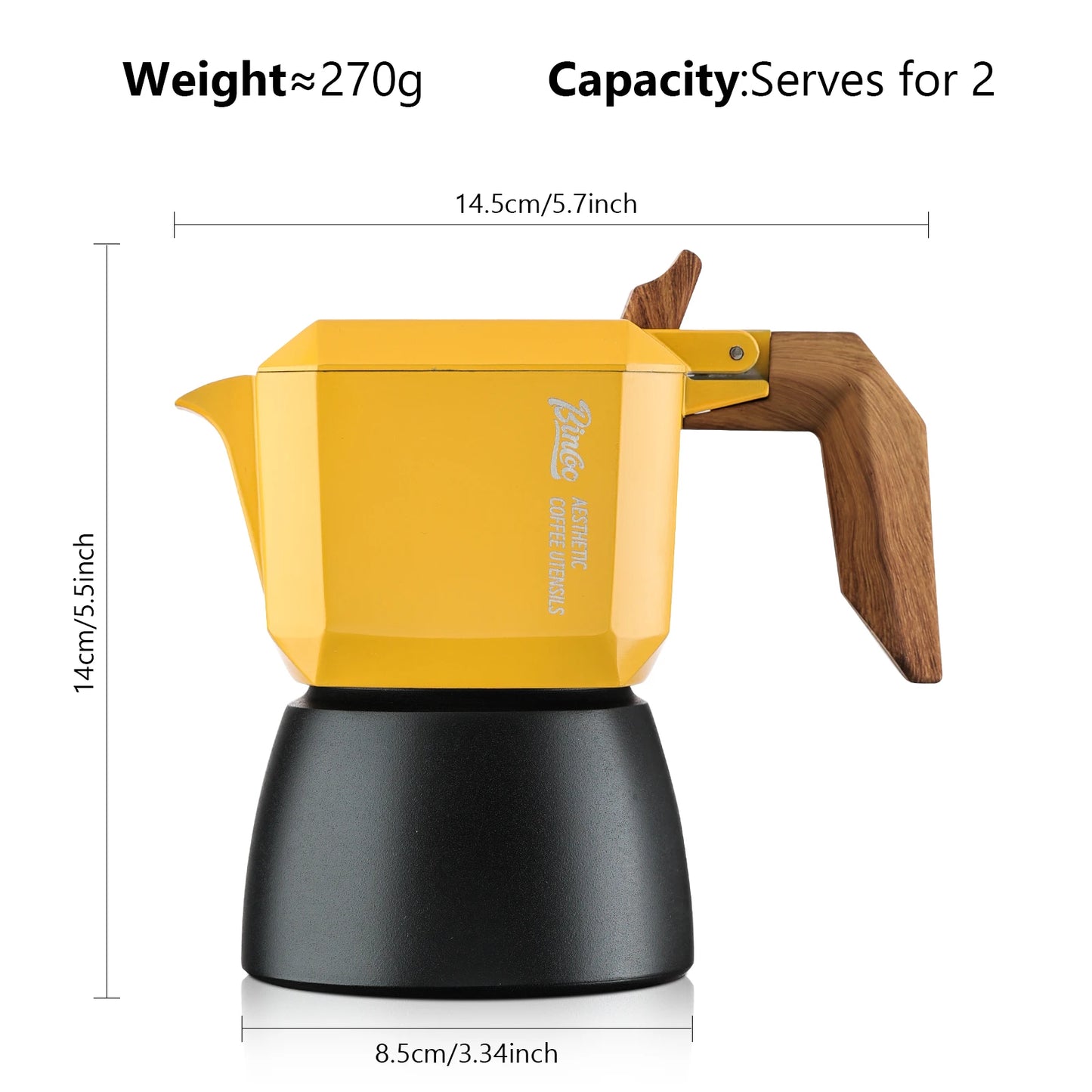 Bin Coo Stovetop Aluminum Moka Pot Espresso Maker Portable