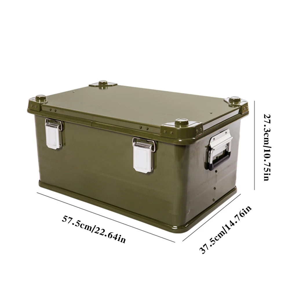 50L Camping Storage Box Hard Protective Carrying Case Aluminum Alloy Car Trunk Organizing Box Camping For Outdoor Travel Tools