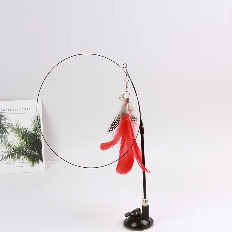 DZOMNOKCN Funny Cat Toy Folorful Feather Bell Teaser Wand