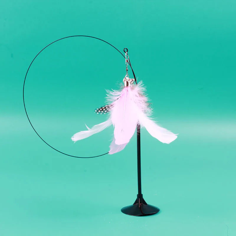 DZOMNOKCN Funny Cat Toy Folorful Feather Bell Teaser Wand