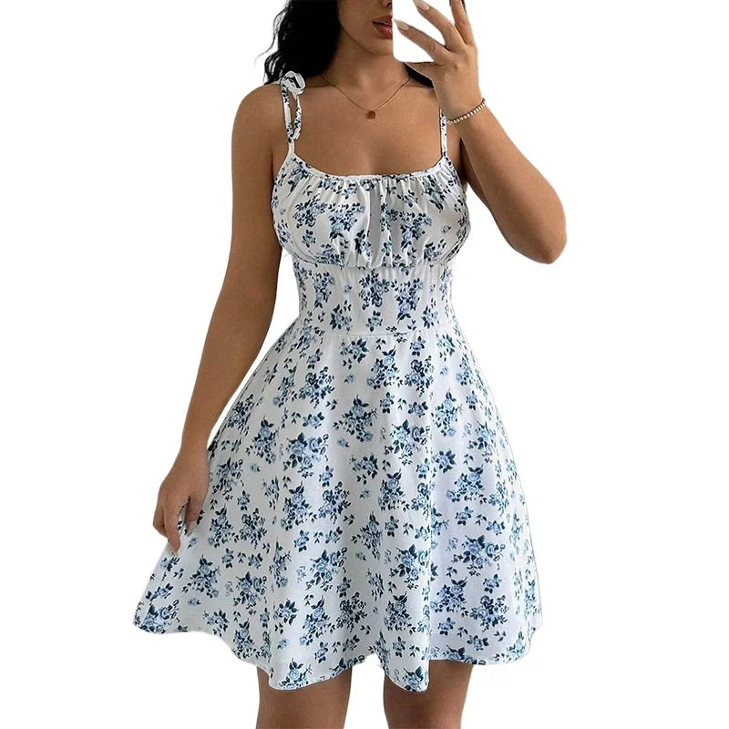 Women's Summer Floral Spaghetti Strap Beach Short Dress,Womens Dresses,Woman Clothing,Woman Clothes,Sundress,New in Dress 2025