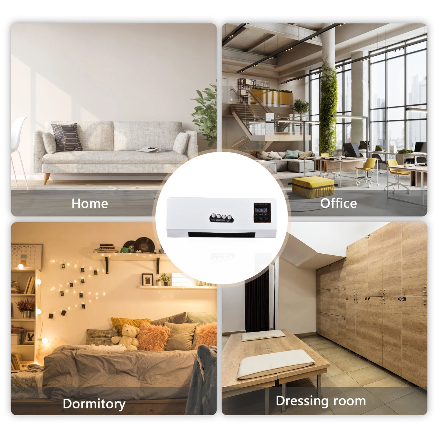 2-in-1 Air Conditioner Heater and Fan Combo Timing Wall Mounted Electric Fan and Space Heater Remote Control for Dormitory Home
