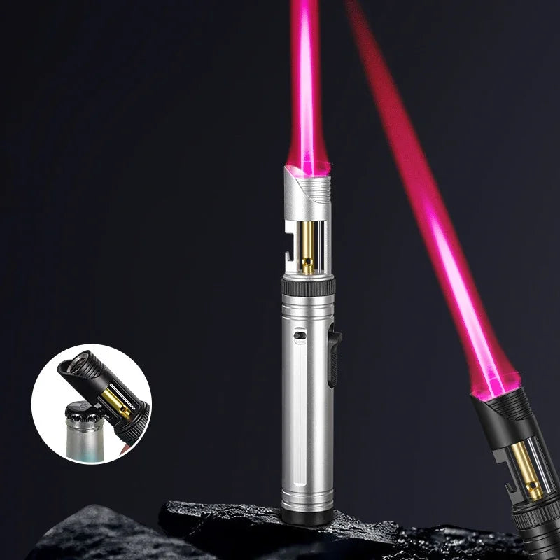 Large Capacity Outdoor Multifunctional Lighter, Bottle Opener Metal Windproof Turbine Camping Kitchen Gas Welding Gun Lighter