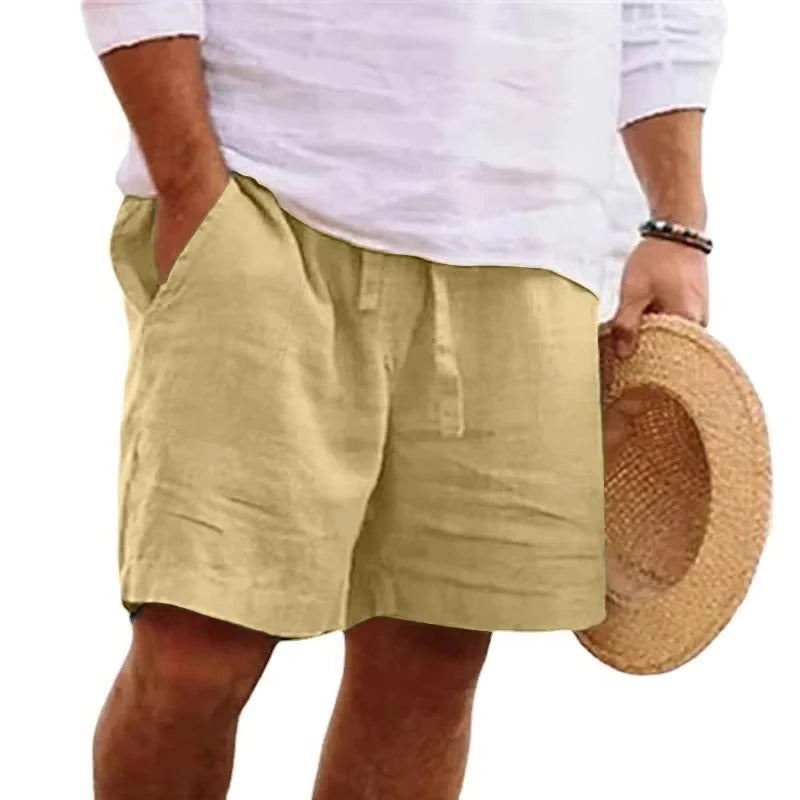 New Mens Cotton Solid Color Beach Short Summer Lightweight Pants Outdoor Large Breathable Short Homme