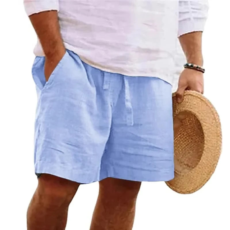 New Mens Cotton Solid Color Beach Short Summer Lightweight Pants Outdoor Large Breathable Short Homme