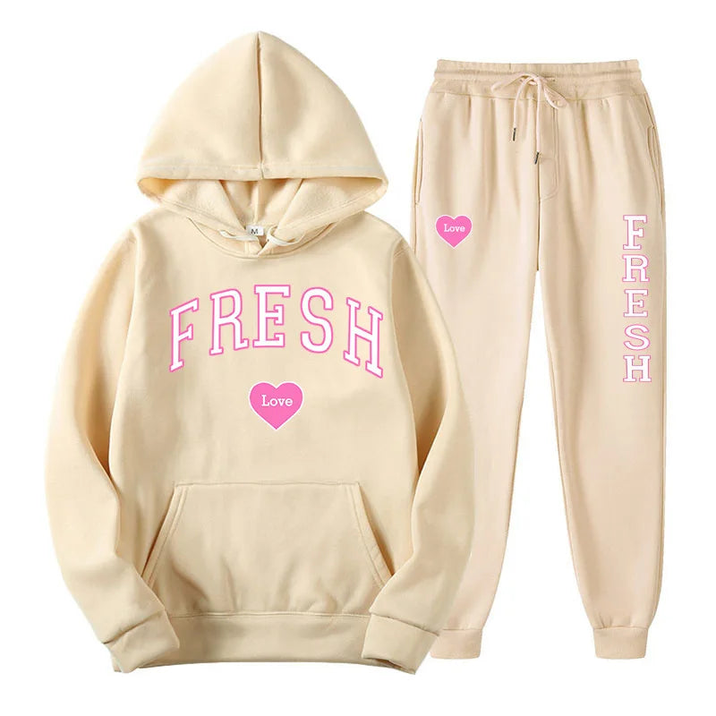 2024 Autumn and winter new LOVE print Love hoodie set casual fashion Y2K couple hoodie jumper two-piece set