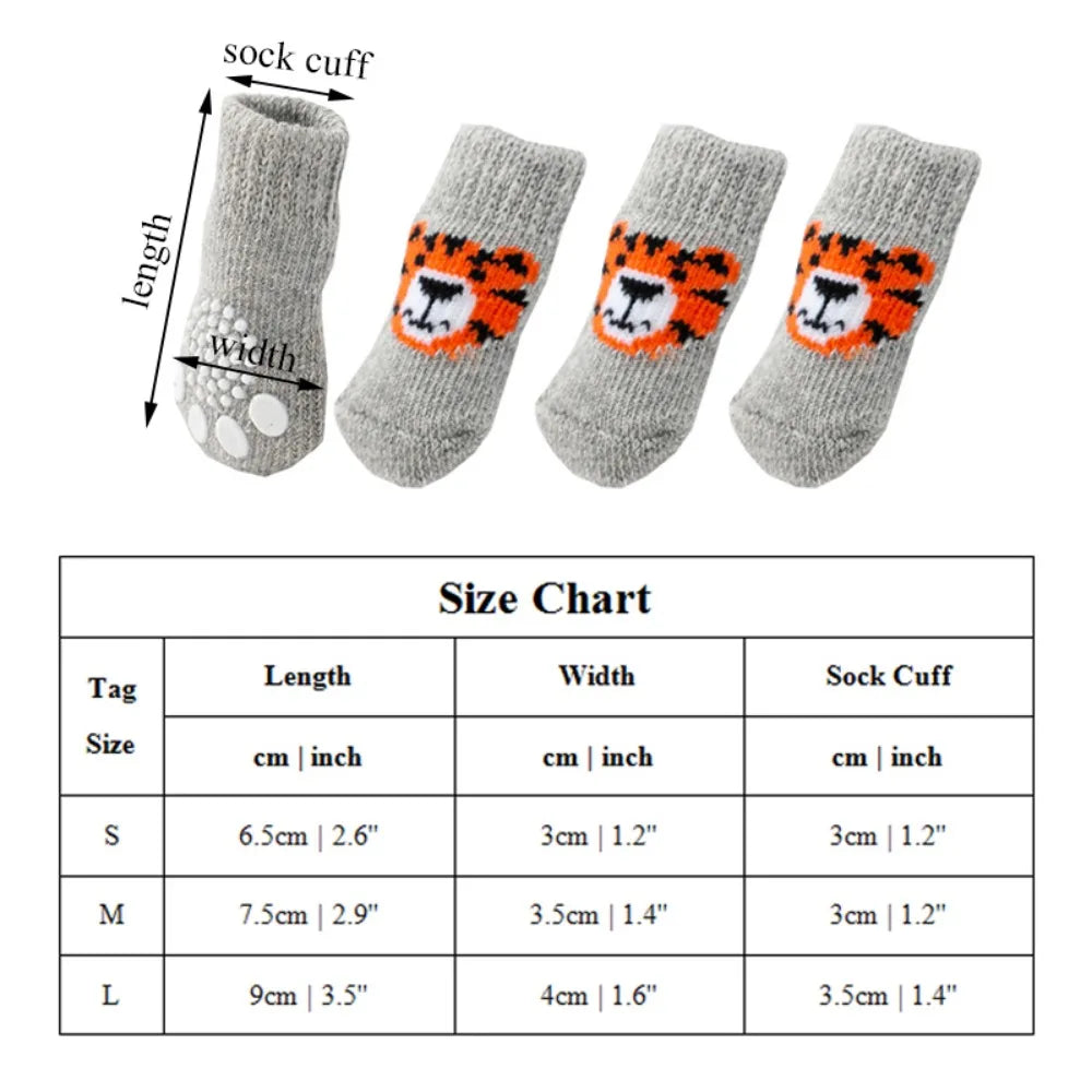 PERNEAKYCN Anti Slip Pet Socks Cats Dogs Wool Winter Warm