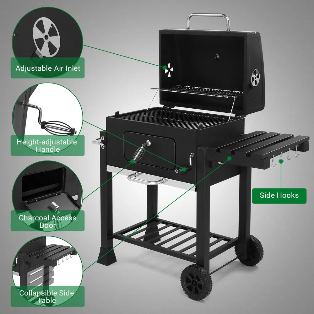 Outdoor Charcoal Grill Smoker Charcoal Barbecue Grill with Large Cooking Surface