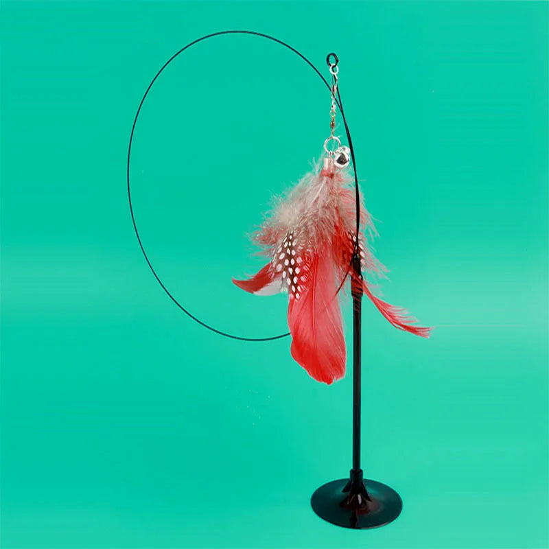 DZOMNOKCN Funny Cat Toy Folorful Feather Bell Teaser Wand