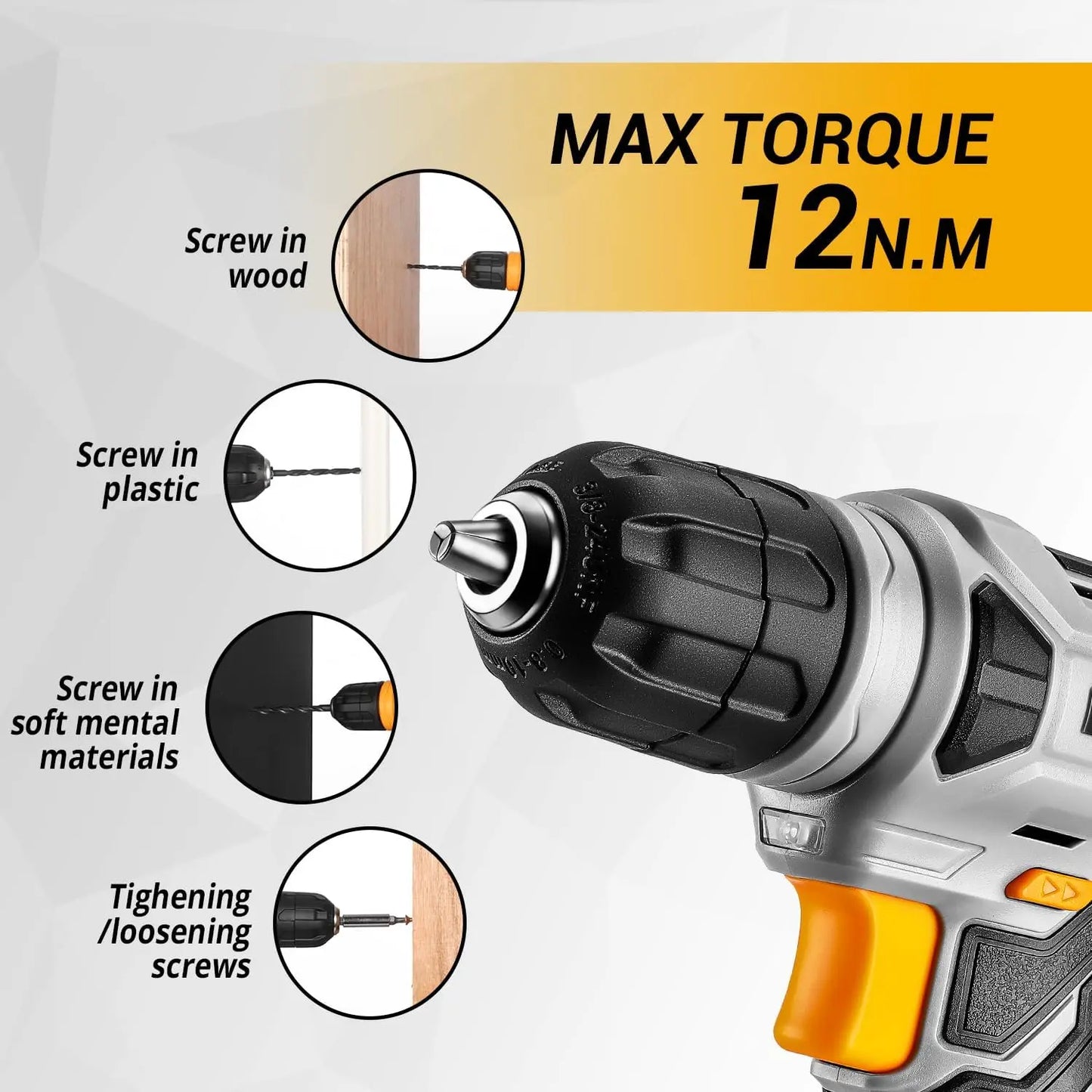 DEKO 126 Piece Power Tool Combo Kits with 8V Cordless Drill, 10MM 3/8'' Keyless Chuck, Professional Household Home Tool Kit Set