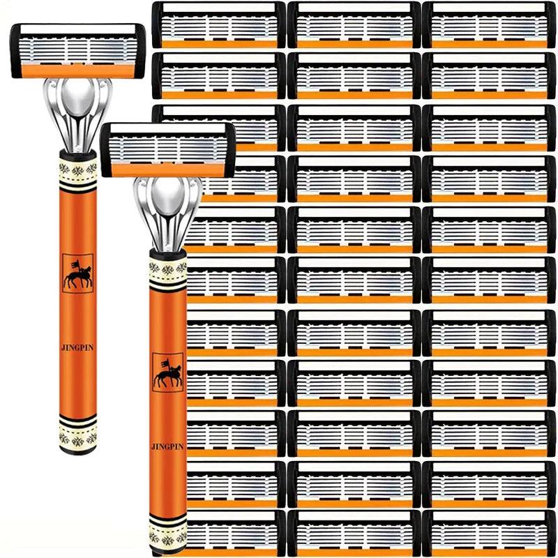 Choice 6-Layers Safety Razor Set Stainless Steel Shaving Kit With Changeable Head Blade