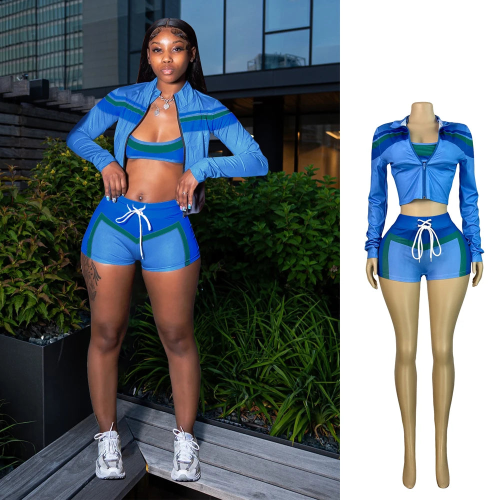 JENYAGE Fitted Tracksuit 3 Piece Gym Workout Set For Women