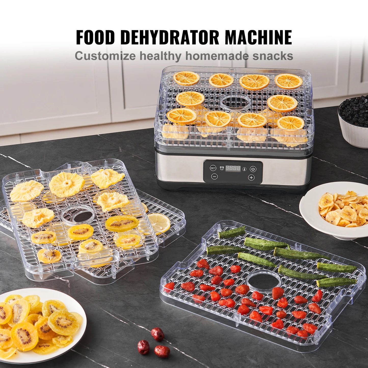 VEVOR 5 Tray Food Dehydrator Machine 300W Digital Timer