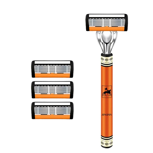 Choice 6-Layers Safety Razor Set Stainless Steel Shaving Kit With Changeable Head Blade