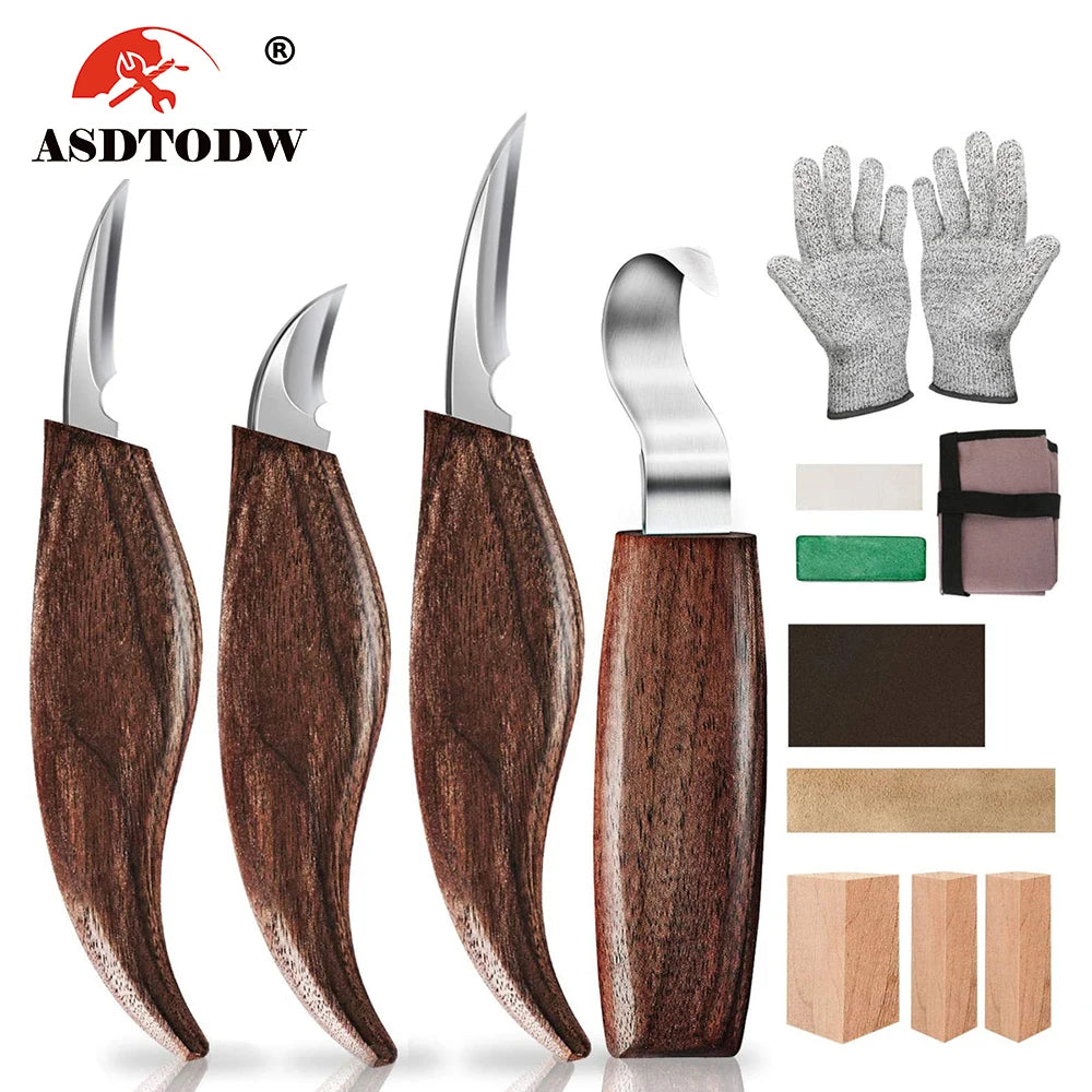 ASDTODWChoice Precision Wood Carving Tools Set Stainless Steel Chisel Kit For Woodworking DIY Projects