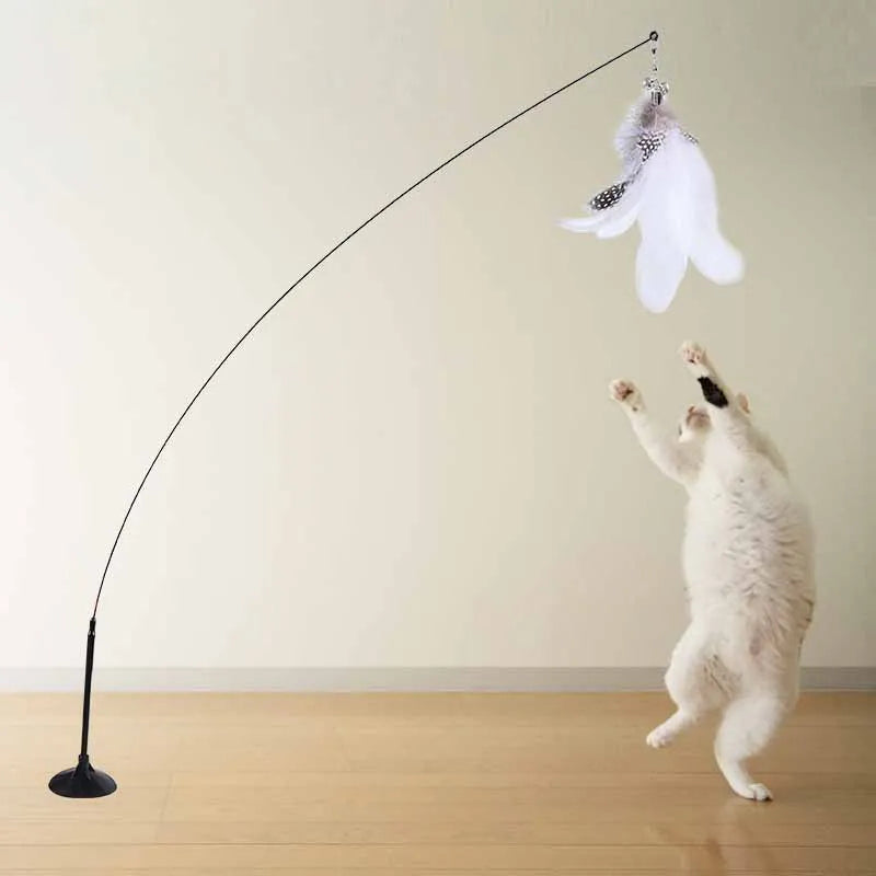 DZOMNOKCN Funny Cat Toy Folorful Feather Bell Teaser Wand