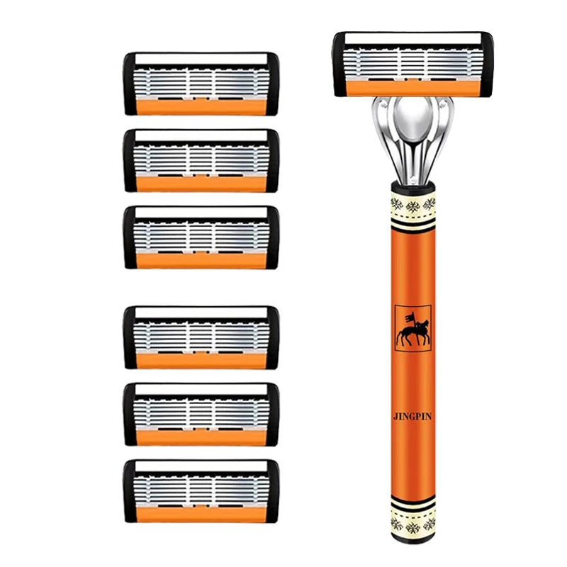 Choice 6-Layers Safety Razor Set Stainless Steel Shaving Kit With Changeable Head Blade