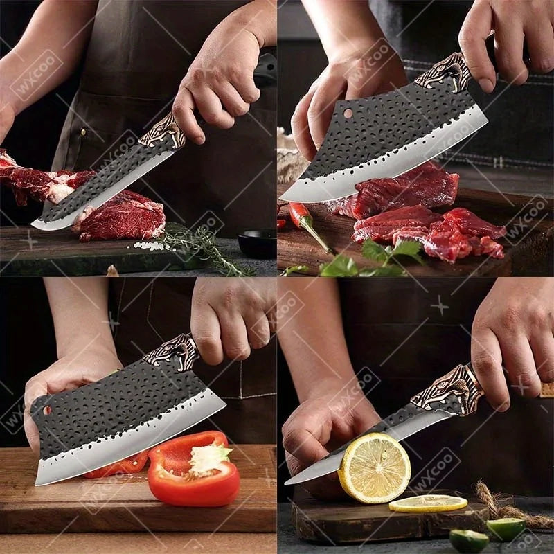 8PCS Professional Kitchen Chef Knife Set Stainless Steel Forged for Cooking Meat Vegetable Fish Utility Cutting
