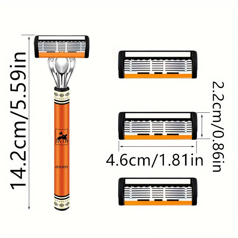 Choice 6-Layers Safety Razor Set Stainless Steel Shaving Kit With Changeable Head Blade