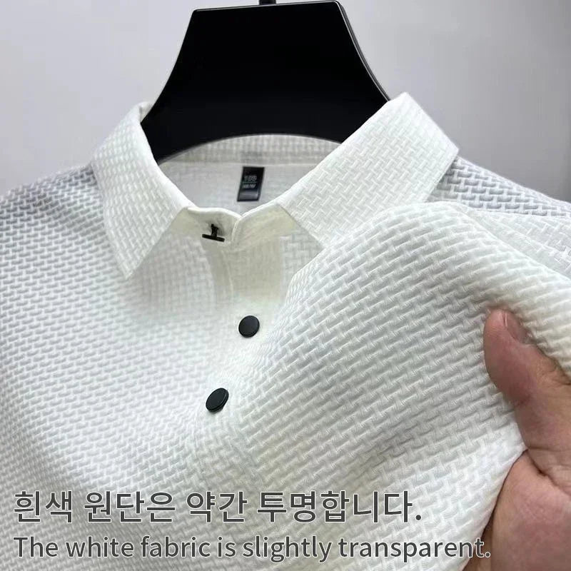 Brand Clothes Summer New Men's Short Sleeve T-shirt Ice Silk Cool and Breathable POLO Shirt Business Casual Sweat-absorbing Top