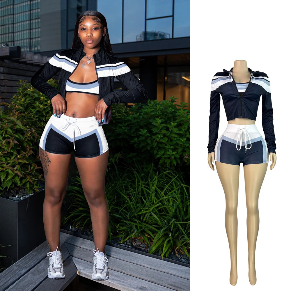 JENYAGE Fitted Tracksuit 3 Piece Gym Workout Set For Women