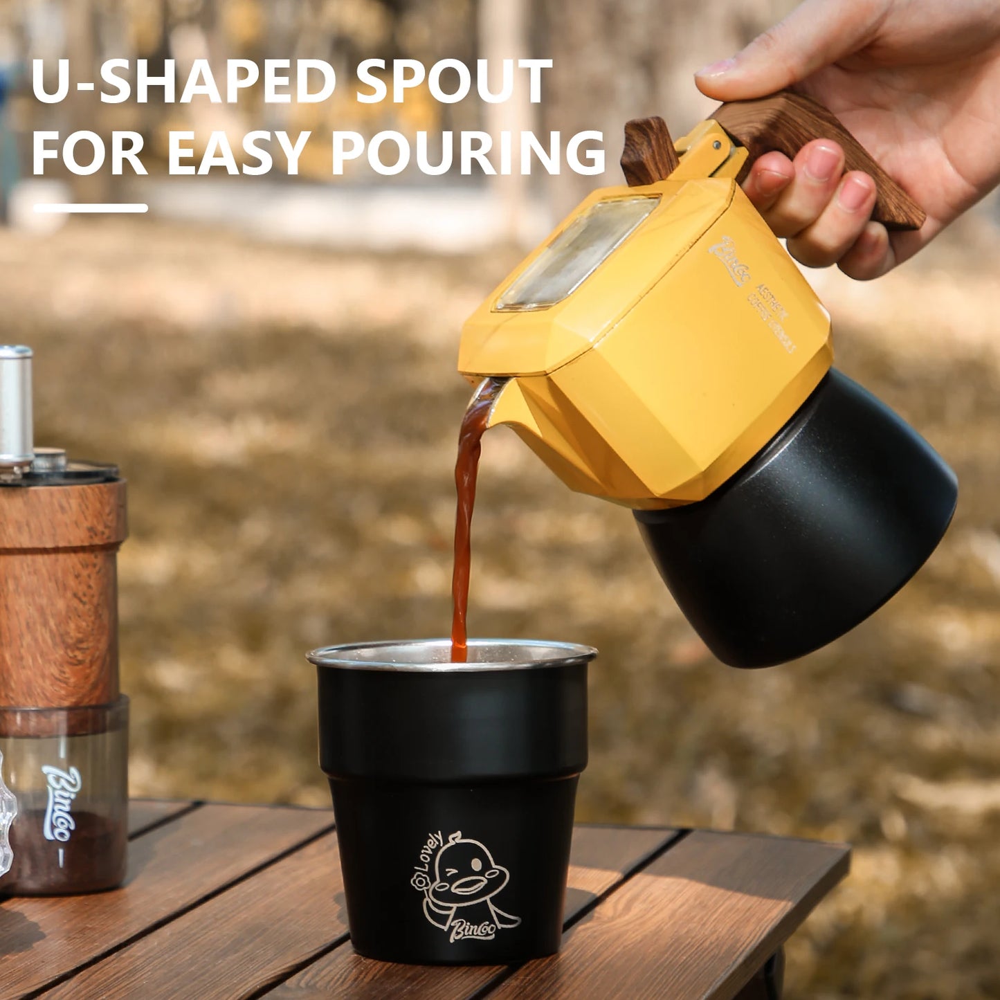 Bin Coo Stovetop Aluminum Moka Pot Espresso Maker Portable