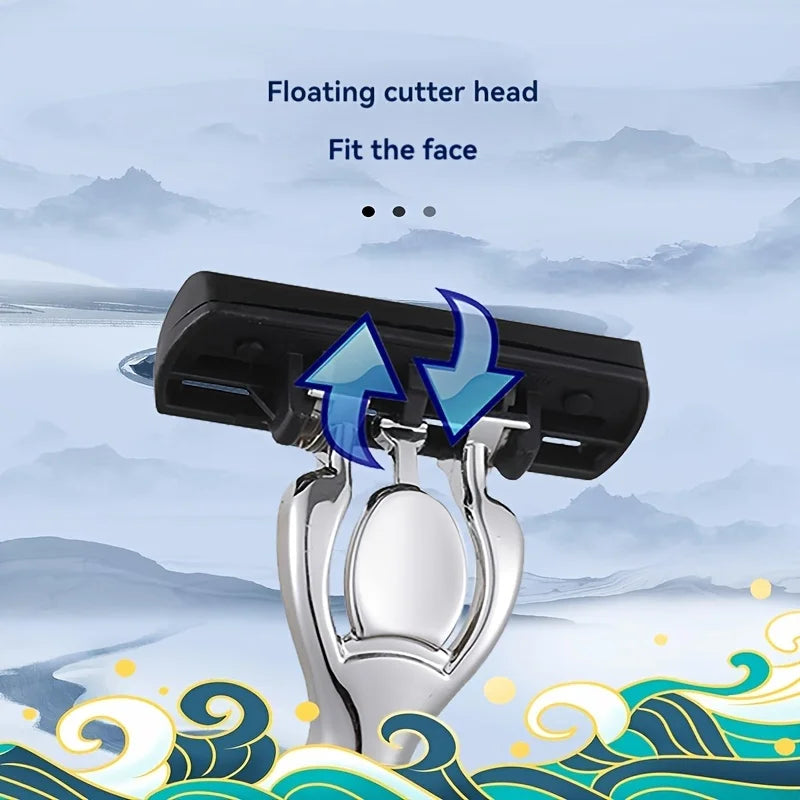 Choice 6-Layers Safety Razor Set Stainless Steel Shaving Kit With Changeable Head Blade