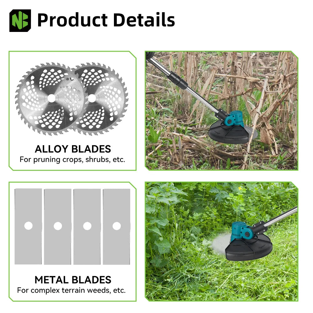 NEWBENY 4000W 9Inch Brushles Electric Lawn Mower Digital Display Grass Trimmer Repairing lawns Power Tool For Makita Battery Pin