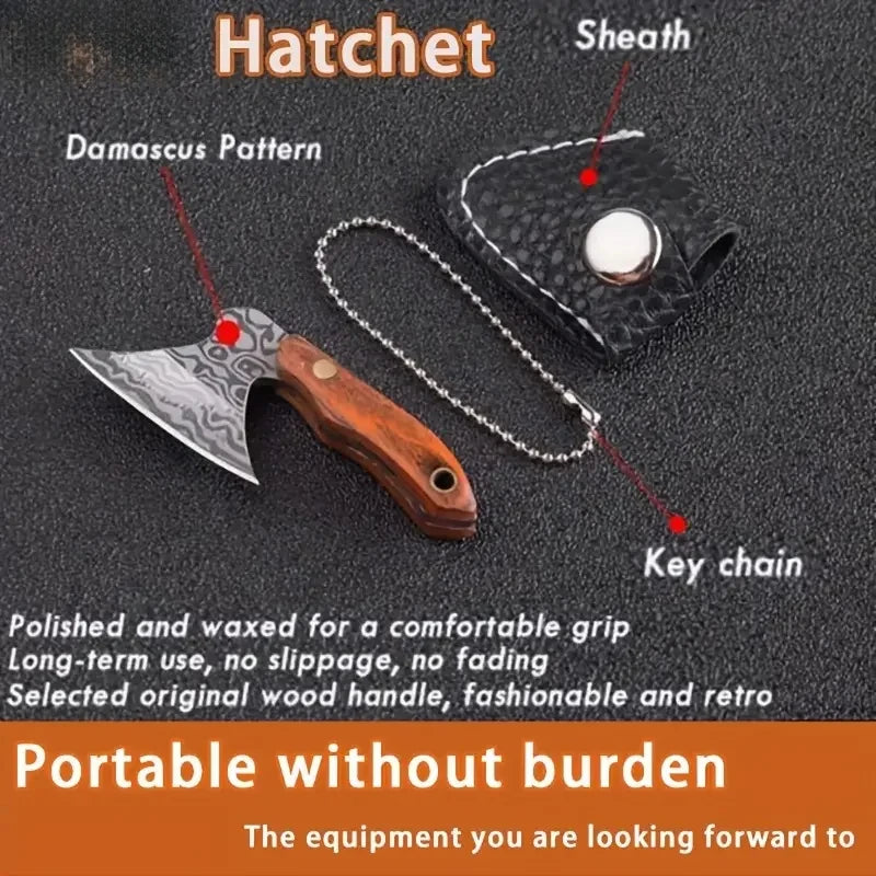 Choice Mini Stainless Steel Axe Key Chain With Wooden Handle Portable Outdoor Tool Gift